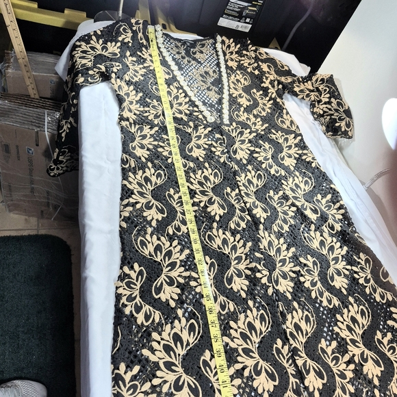 Boston Proper Open/Front Knit Crochet Floral Long Duster Cardigan Coverup XL - Picture 11 of 16